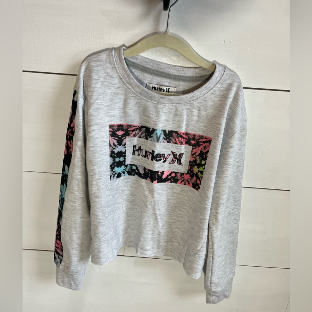 Hurley Kids Long Sleeve Tee - Gray with Multicolor Graphic